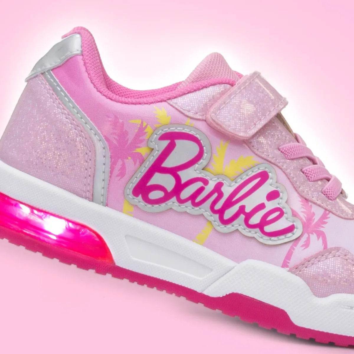 Kids Pink Iridescent Light Up Trainer*Barbie Fashion