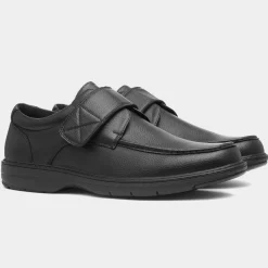 Emile Mens Black Easy Fasten Shoe*Beckett Clearance