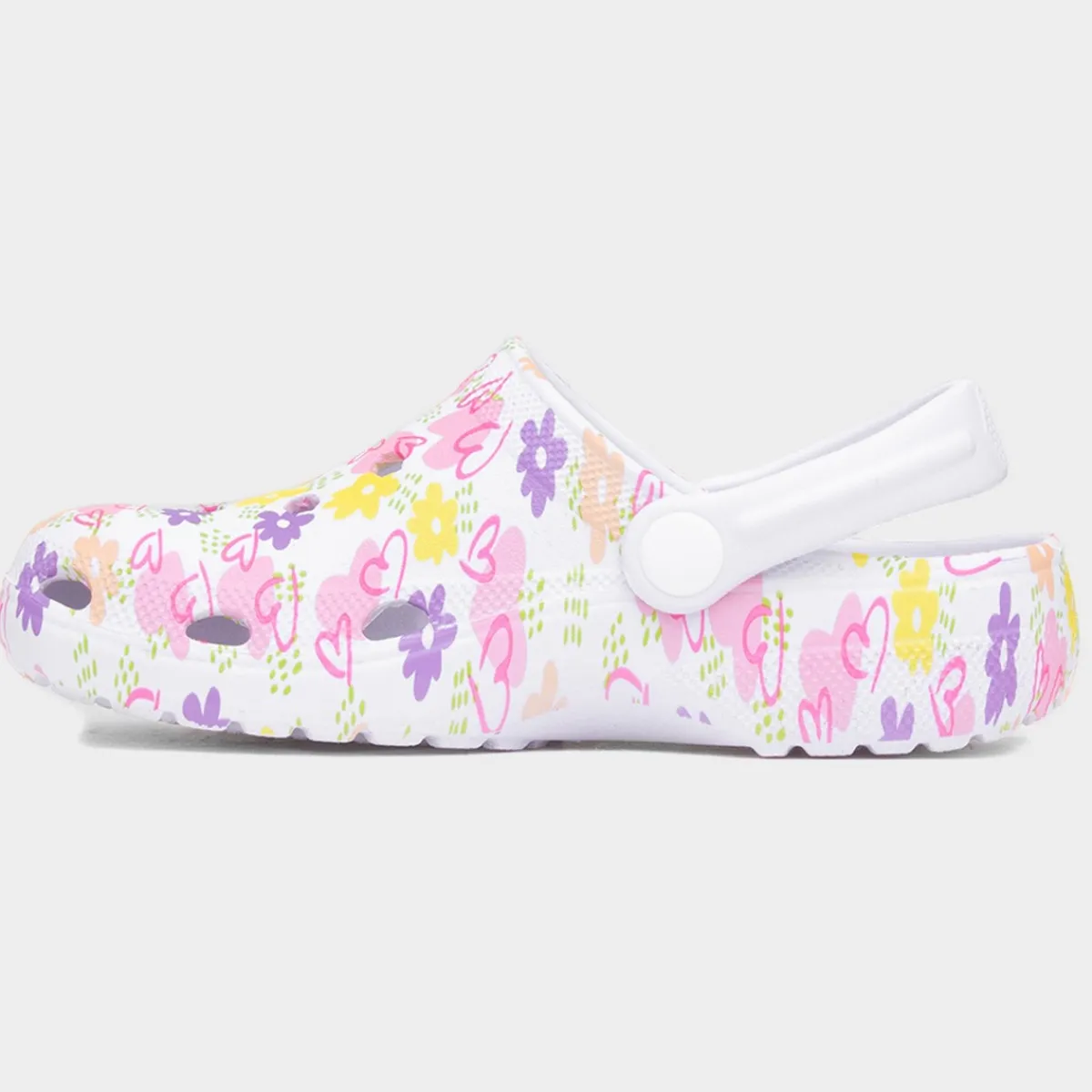 Cannock Girls White Flower Print EVA Clog*shoezone Discount