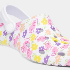 Cannock Girls White Flower Print EVA Clog*shoezone Discount