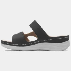Andorra Womens Black Mule Sandal*Comfy Steps Hot