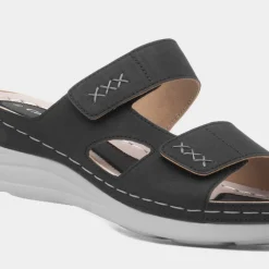 Andorra Womens Black Mule Sandal*Comfy Steps Hot