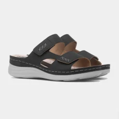 Andorra Womens Black Mule Sandal*Comfy Steps Hot