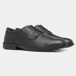 Dayton Mens Black Leather Shoe*Comfy Steps Best