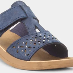 Fethiye Womens Navy Mule Sandal*Comfy Steps Online