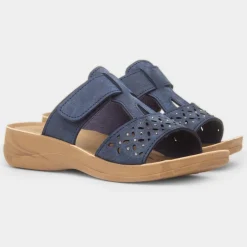 Fethiye Womens Navy Mule Sandal*Comfy Steps Online