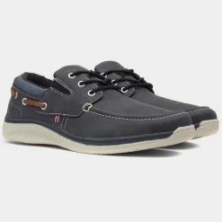 Harlan Mens Navy Boat Shoes*Comfy Steps Clearance