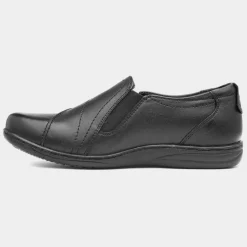 Jemima Womens Black Leather Shoe*Comfy Steps Clearance