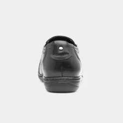 Jemima Womens Black Leather Shoe*Comfy Steps Clearance