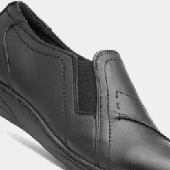 Jemima Womens Black Leather Shoe*Comfy Steps Clearance