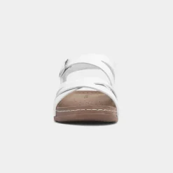 Marmaris Womens White Buckle Sandal*Comfy Steps Sale