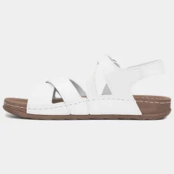Marmaris Womens White Buckle Sandal*Comfy Steps Sale