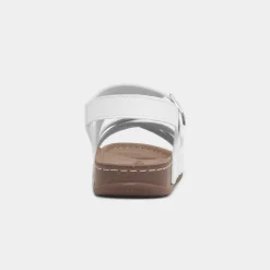 Marmaris Womens White Buckle Sandal*Comfy Steps Sale