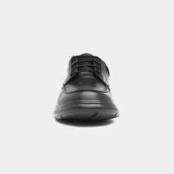 Stewart Mens Leather Black Shoe*Comfy Steps New