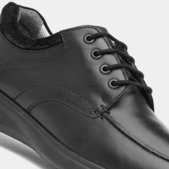 Stewart Mens Leather Black Shoe*Comfy Steps New