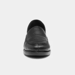 Womens Black Leather Slip On Loafer*Comfy Steps Discount