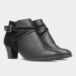 Andrea Womens Black Heeled Boot*Cushion Walk Outlet