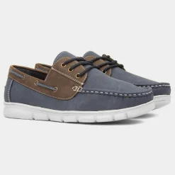 Ant Mens Navy & Brown Boat Shoe*Cushion Walk Fashion