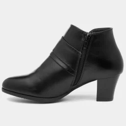 Ava Womens Black Heeled Boot*Cushion Walk Fashion