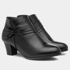 Ava Womens Black Heeled Boot*Cushion Walk Fashion
