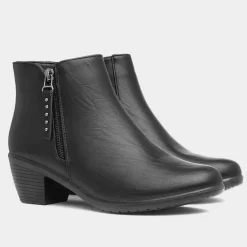 Bridget Womens Black Heeled Boot*Cushion Walk Best