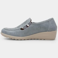 Christy Womens Blue Wedge Shoe*Cushion Walk Outlet