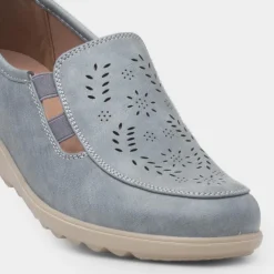 Christy Womens Blue Wedge Shoe*Cushion Walk Outlet