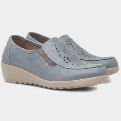 Christy Womens Blue Wedge Shoe*Cushion Walk Outlet