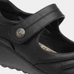 Elinor Womens Black Easy Fasten Shoe*Cushion Walk Discount