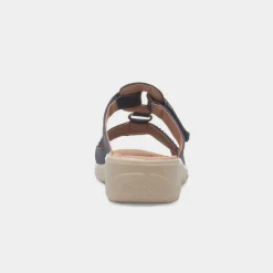Gemma Womens Navy T-Bar Mule Sandal*Cushion Walk Best