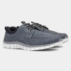 Harry Mens Navy Lace Up Casual Shoe*Cushion Walk Discount
