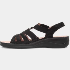 Lacy Womens Black Wedge Sandal*Cushion Walk Sale