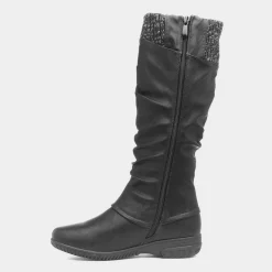 Leah Womens Black High Leg Boots*Cushion Walk Sale