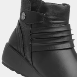 Lima Womens Black Wedge Ankle Boot*Cushion Walk Best