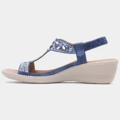 Mars Womens Navy Wedge Sandal*Cushion Walk Sale