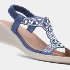 Mars Womens Navy Wedge Sandal*Cushion Walk Sale
