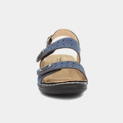 Meryl Womens Navy Wedge Sandal*Cushion Walk Outlet