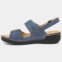 Meryl Womens Navy Wedge Sandal*Cushion Walk Outlet