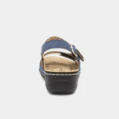 Meryl Womens Navy Wedge Sandal*Cushion Walk Outlet