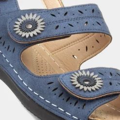 Meryl Womens Navy Wedge Sandal*Cushion Walk Outlet