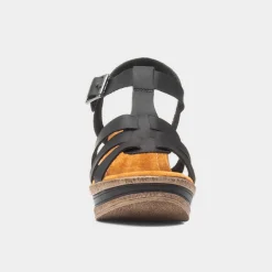 Neptune Womens Black Wedge Sandal*Cushion Walk Hot