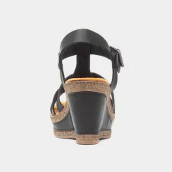 Neptune Womens Black Wedge Sandal*Cushion Walk Hot