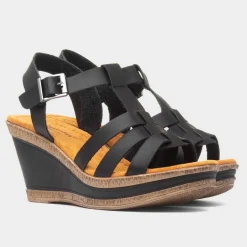 Neptune Womens Black Wedge Sandal*Cushion Walk Hot