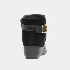 Norma Womens Black Wedge Ankle Boot*Cushion Walk New