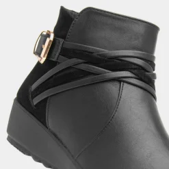 Norma Womens Black Wedge Ankle Boot*Cushion Walk New