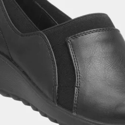 Polly Women's Black Wedge Casual Shoe*Cushion Walk Discount