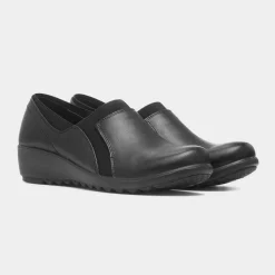 Polly Women's Black Wedge Casual Shoe*Cushion Walk Discount