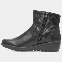 Queenie Womens Black Wedge Ankle Boot*Cushion Walk Outlet