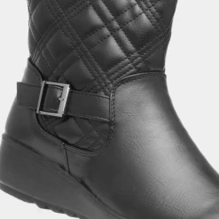Queenie Womens Black Wedge Ankle Boot*Cushion Walk Outlet