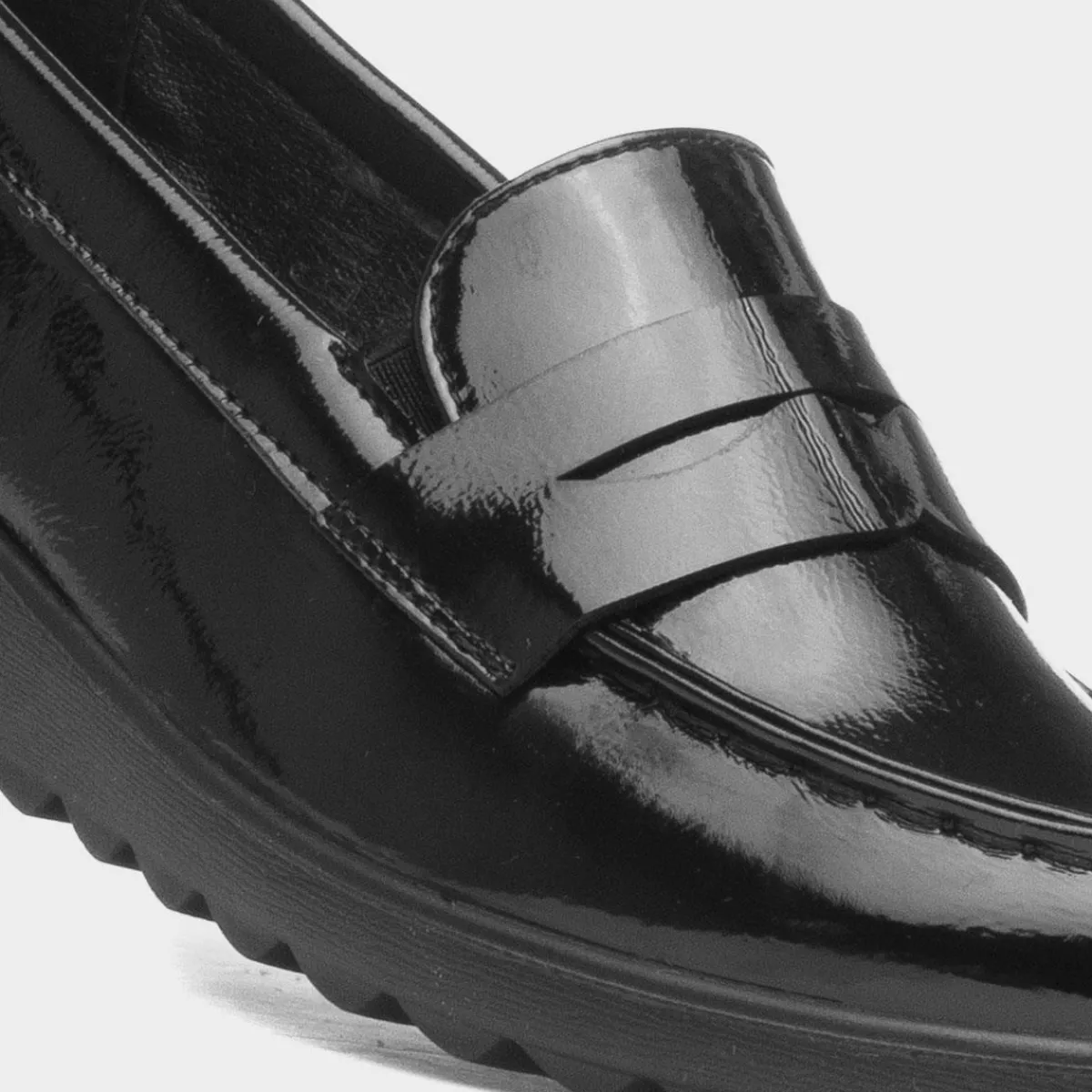 Sally Womens Black Patent Wedge Shoe*Cushion Walk Fashion